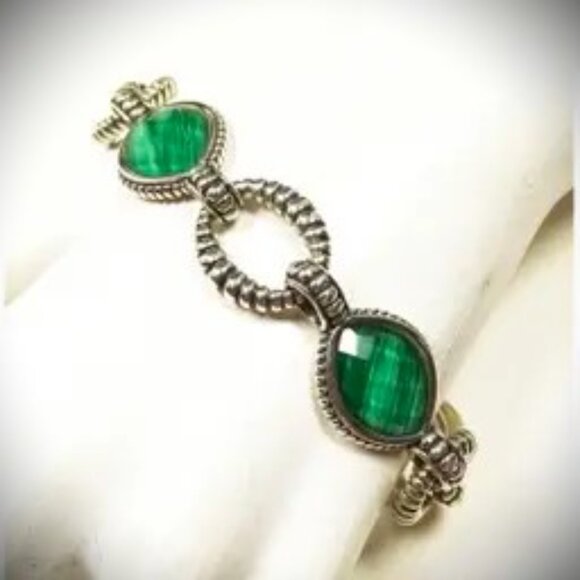 LAGOS Venus Sterling Silver Malachite Faceted Doublet Statioins Bracelet - Picture 3 of 8